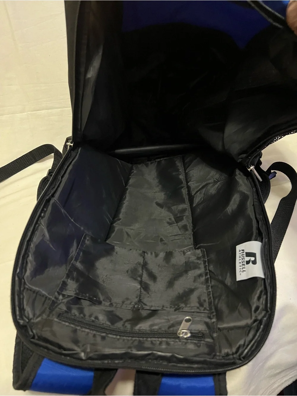 Russell Athletic Royal Blue and Black Soccer Backpack with Front Mesh Pocket